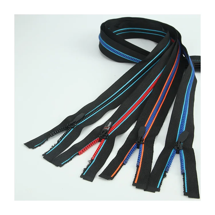 5No.8No. Special cloth edge resin zipper Mixed color woven belt coat plastic zipper open-end Cylindrical tooth plastic zipper