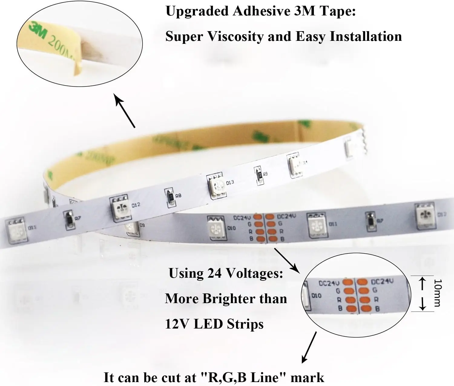 12V RGB COB Smart LED Strip Light USB Connectivity  Switch Remote Controlled Via APP WiFi 5050 2835 Led Light Strip