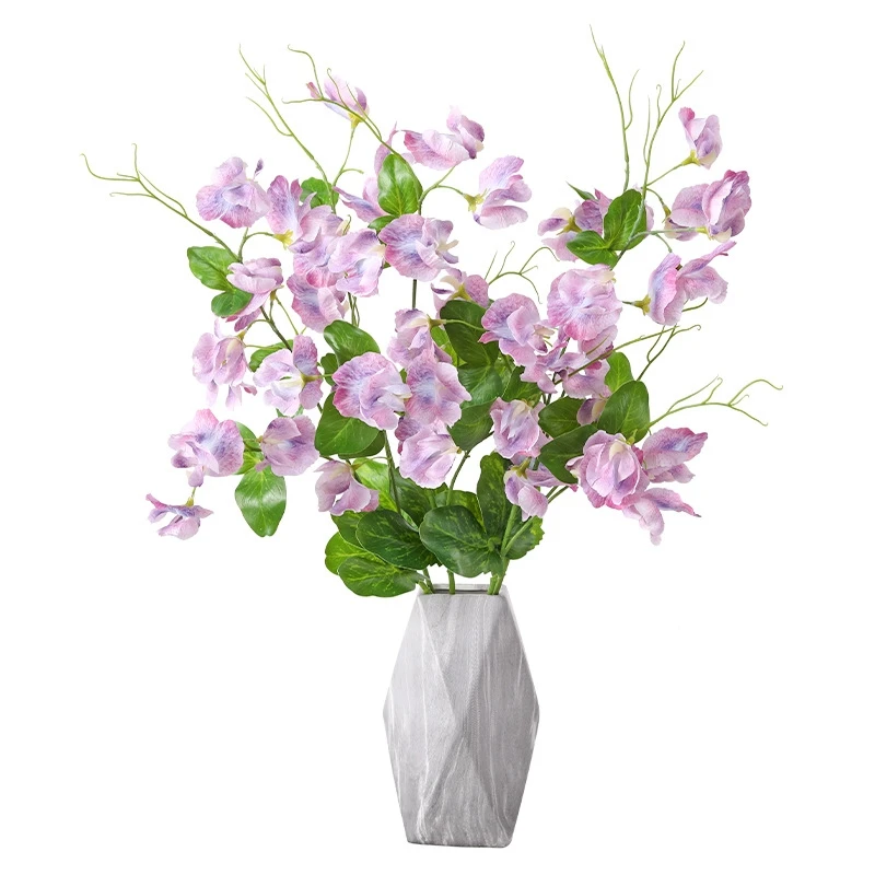 Realistic colors 3D Print white pink purple Authentic Touch for DIY Home Wedding Decor artificial sweet pea flower
