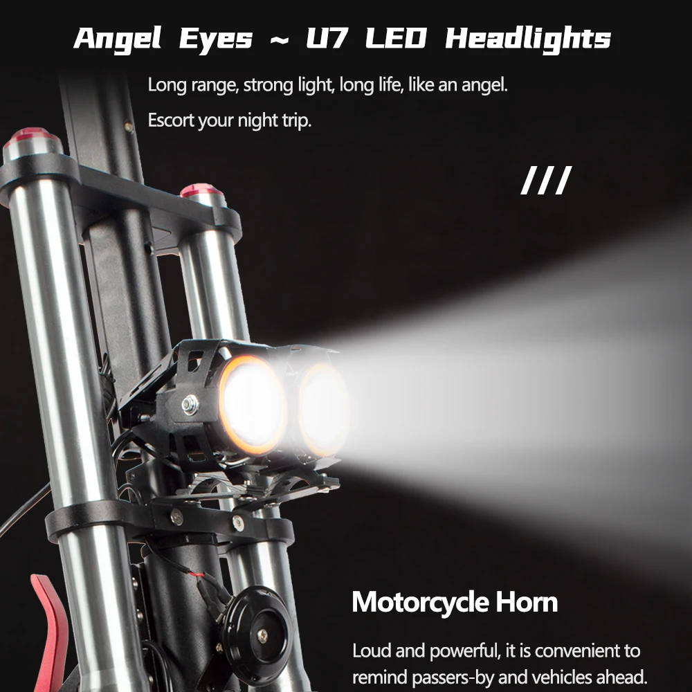 Offroad Scooter Electric U7 Light Height Adjustable 11inch Fat Tire Electric Scooter Dual Motor 6000W 60V
