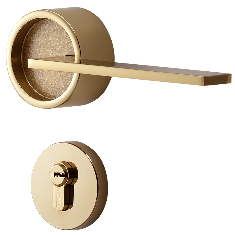 PVD  Gold  Light Luxury Door Handle High Standard Modern Indoor Door Handle For bedroom