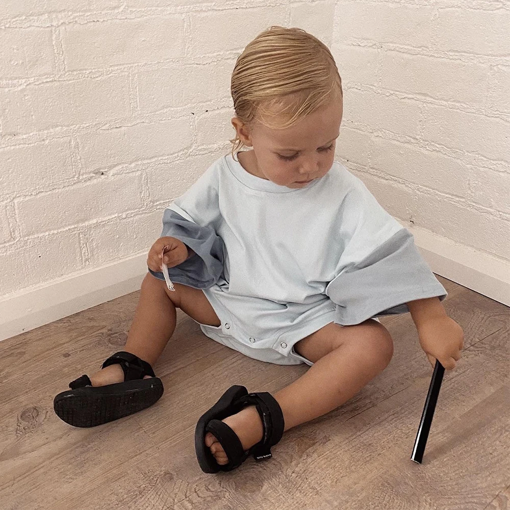 2023 Summer Toddler Girls Cotton Short Sleeve Top+Shorts Set Baby Boys Shortsleeve Tee Outfits Sets Kids Stitching Color Clothes