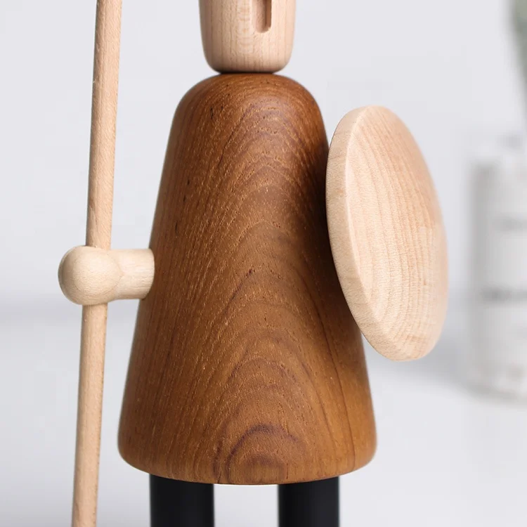 
New Arrival Nordic Viking Miniature Wooden Puppet Creative Figurines Home Decor Statue teak Wooden Ornament Kids New Year Gifts 