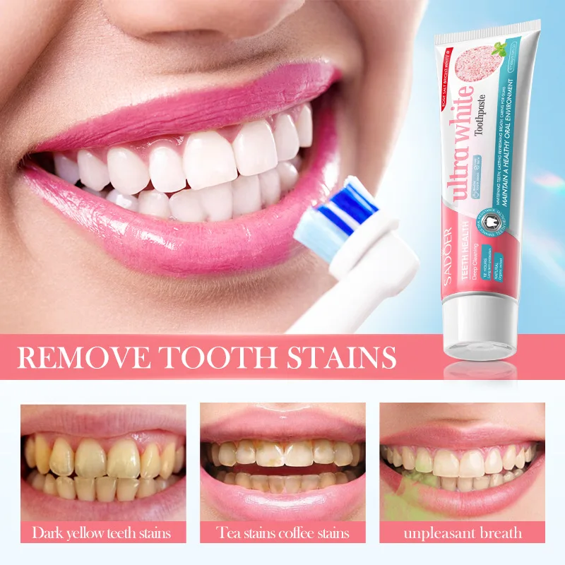 SADOER High Quality Oral Cleaning and Tooth Care Rose Salt Bright White Stain Removing Gingival Toothpaste