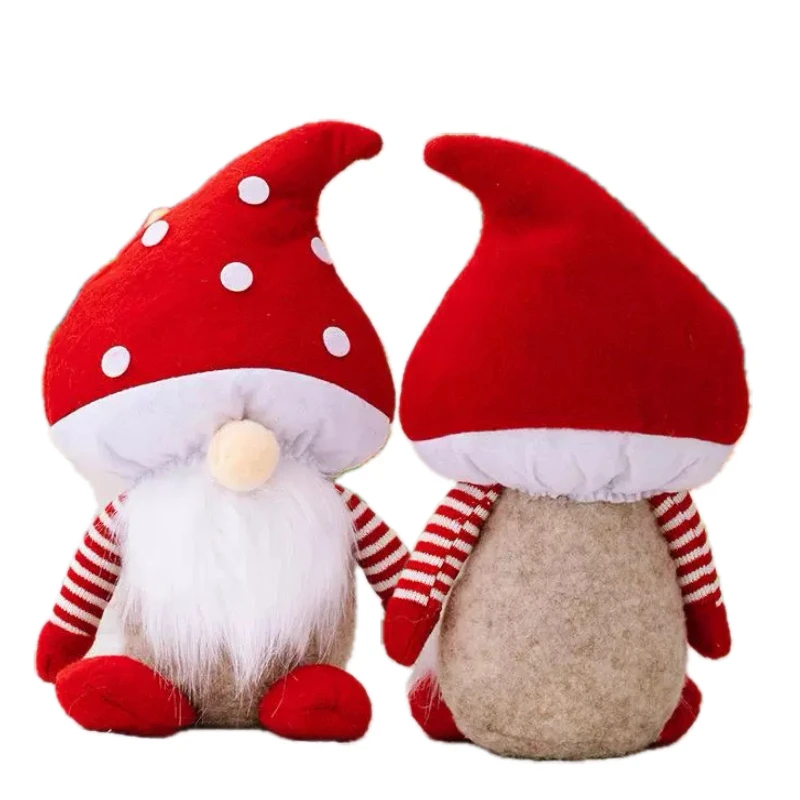 Exclusive polka dot red hat old man mushroom toys Christmas plush Dolls