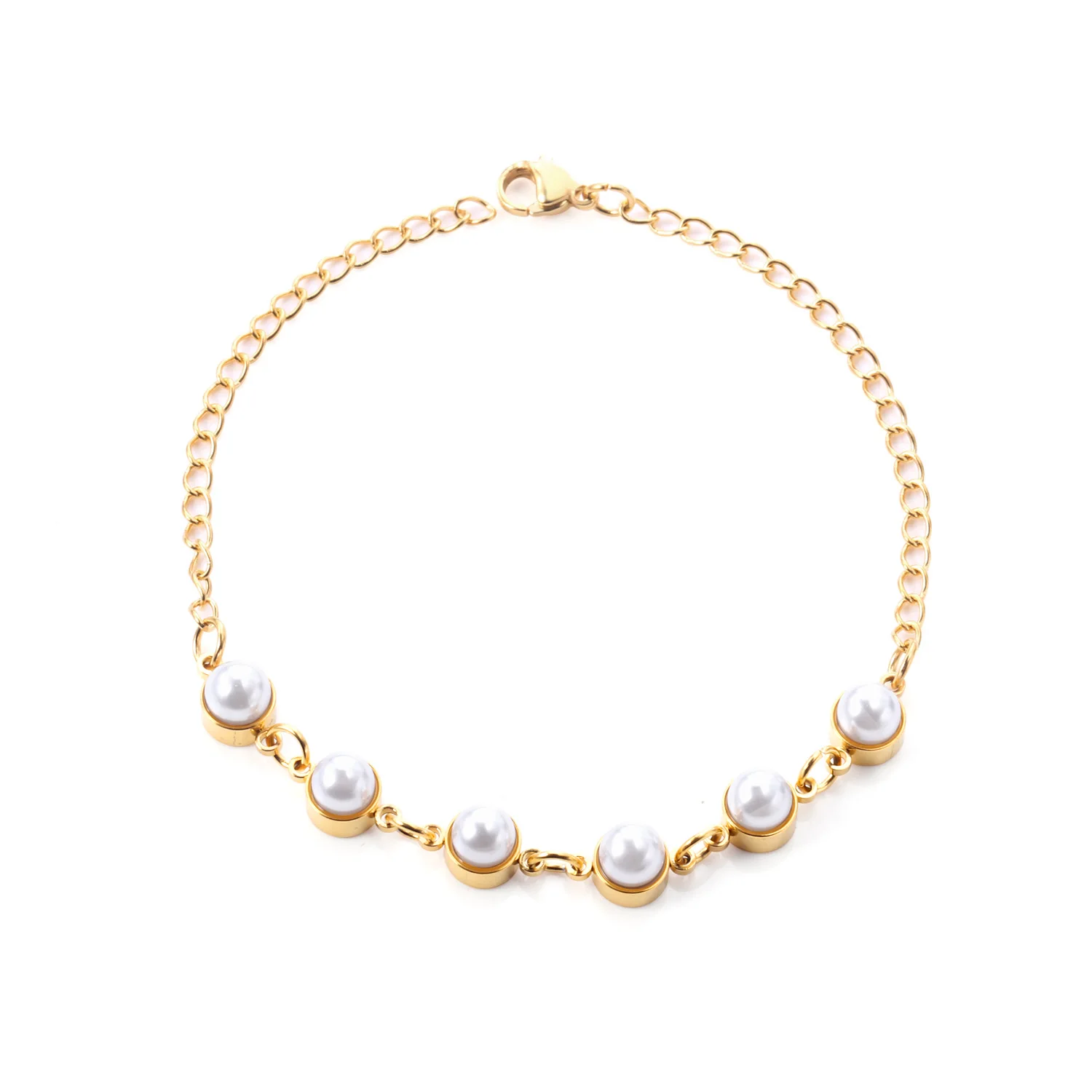 Браслет из циркониевых бусин Cymophane Pearl 18K позолоченный браслет нержавеющей стали для женщин