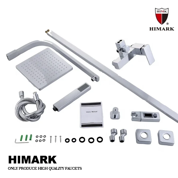 HIMARK modern design 3 function  rainfall shower system mitigeur douch exposed chrome copper bath & shower mixer faucets set