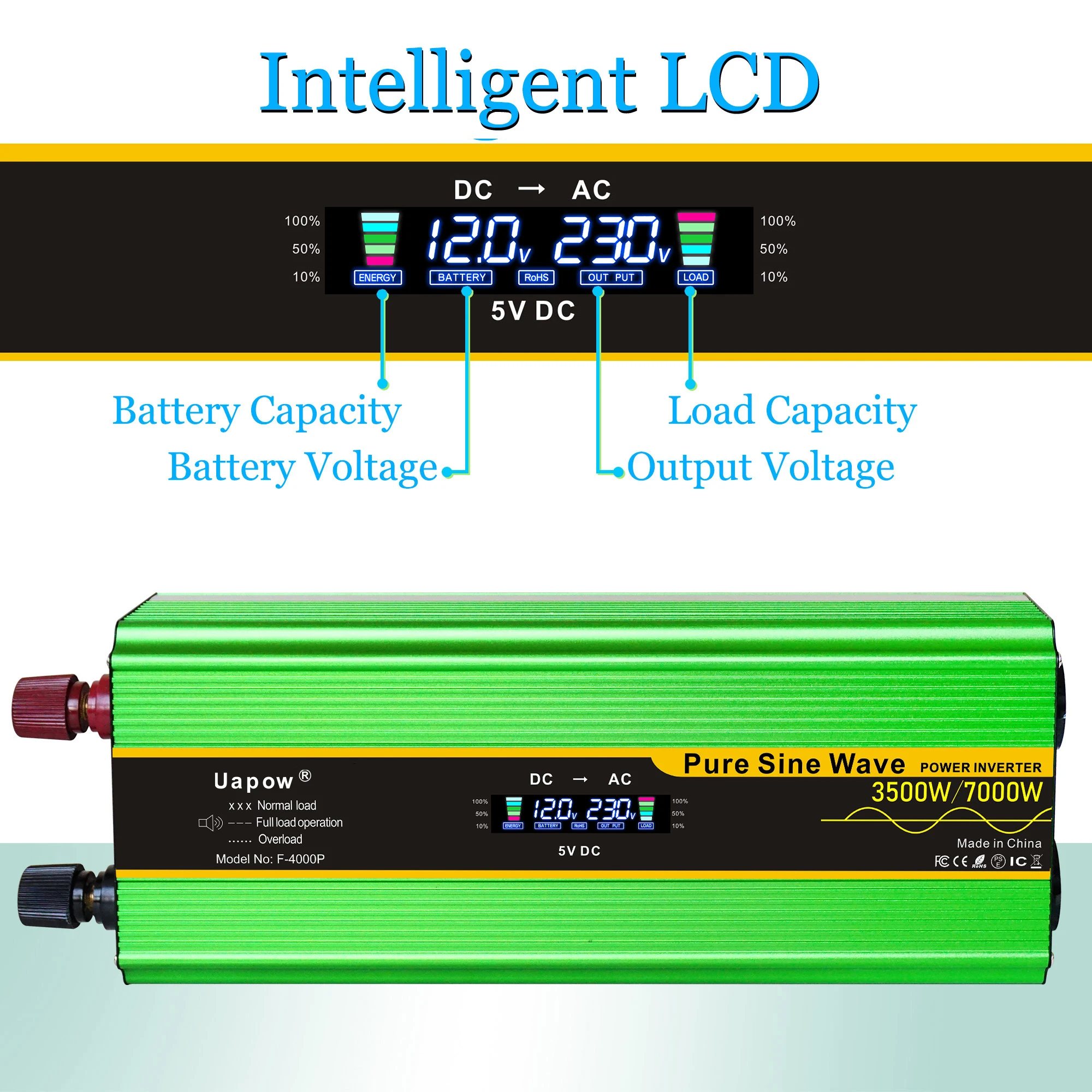 Pure Sine Wave 12V 24V DC to AC Power inverter Off Grid 3000W Solar Inverter 3500W for home appliances 220V 240V High Efficiency