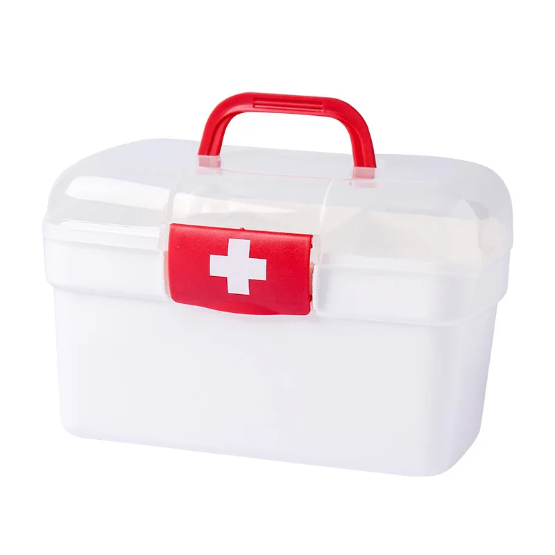 Portable plastic medicine cabinet box for household storage