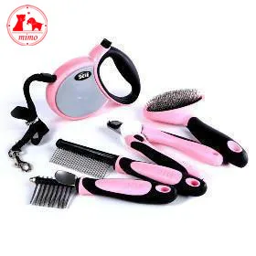 Pink/Blue 5 IN 1 Pet Products DELE Pet Grooming Kit Dog Grooming Tool Set Comb Brush Leash Nail Clipper Luxury