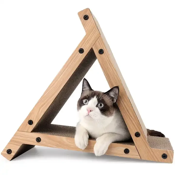 Bamboo 3-Sided Vertical Cat Scratching Post Available in Multiple Angle Scratching Pad 6 Usable Scratch Cat Lounge