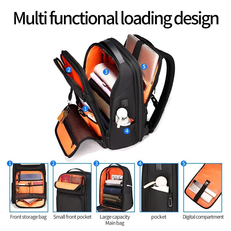 Custom logo smart backpack large USB bulk school backpack for men waterproof travel and business E