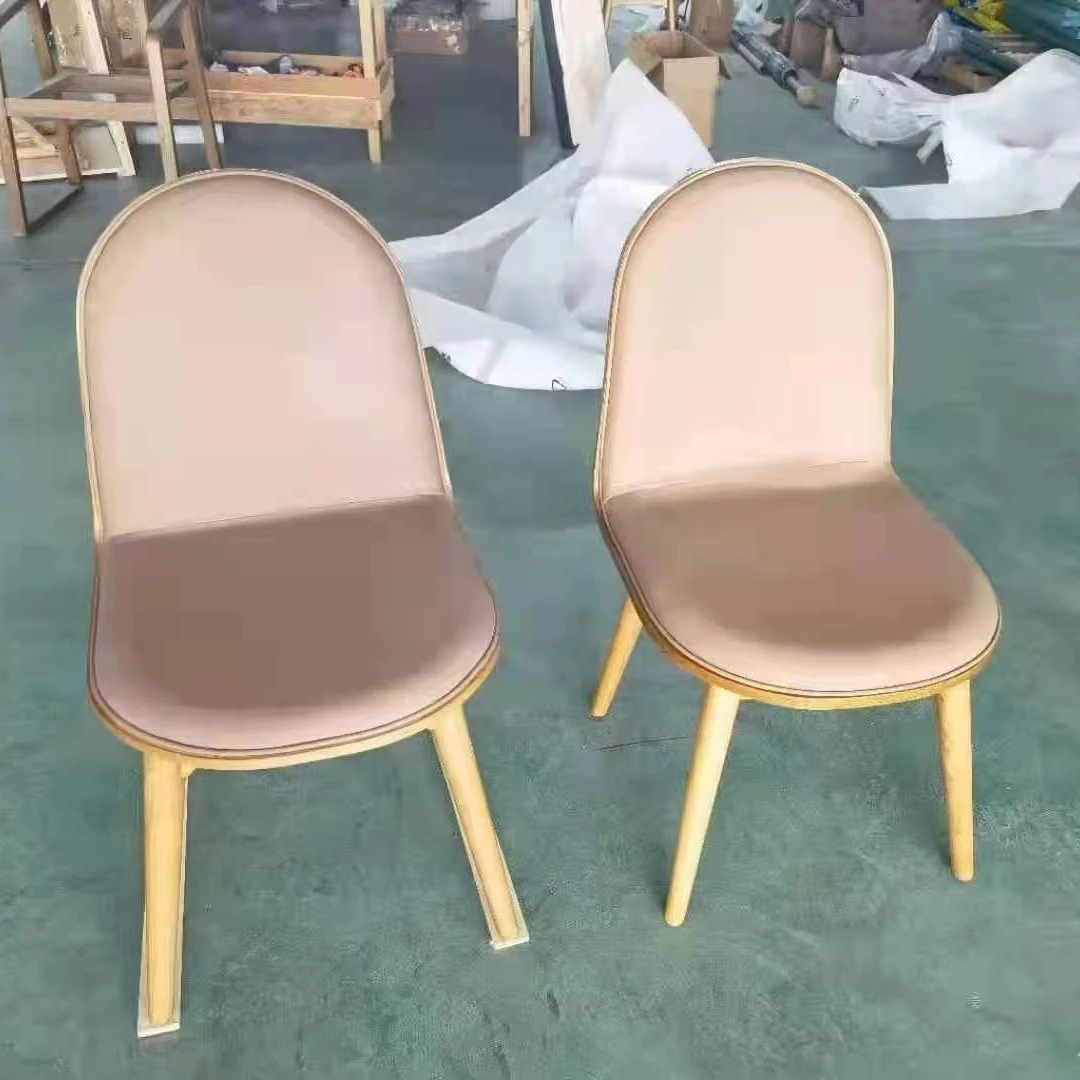 
Stool wooden dining chairs PU and fabric material 