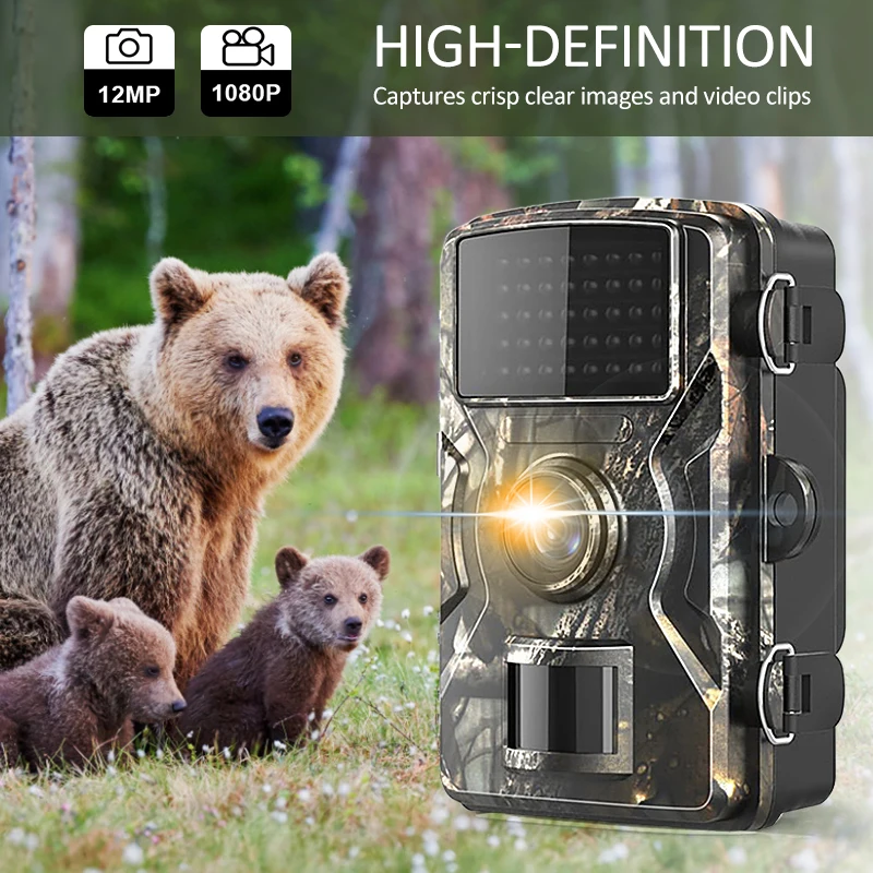 12MP 1080P Wildlife Hunting Trail Camera Motion Activated IP66 Outdoor Infrared Night Vision Animal Tracking Camera
