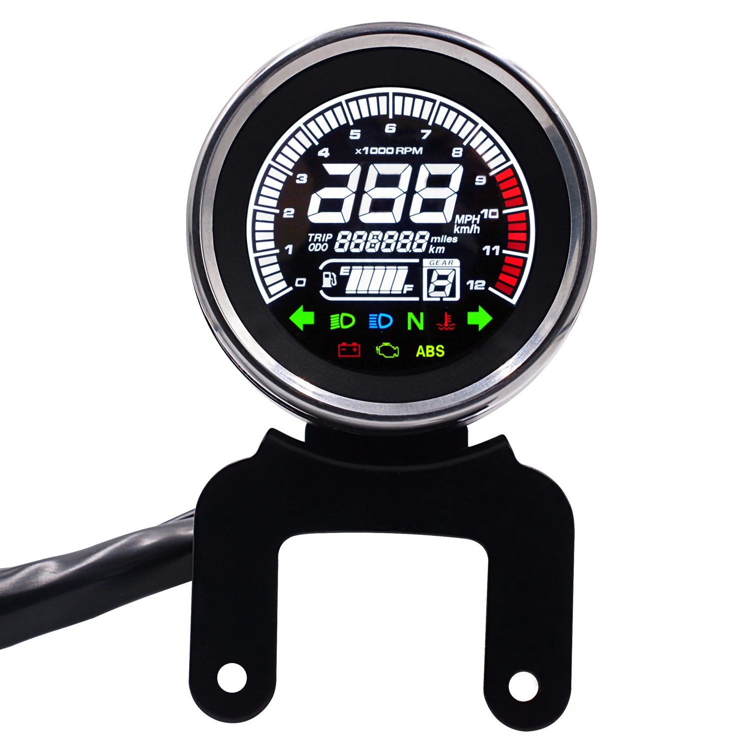 Multi-function 12V speedometer LCD odometer water temperature fuel motorcycle meter