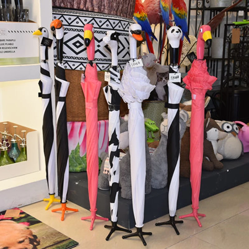 Прямой Новый дизайн зонтика в форме Фламинго 23 дюйма прочный женский зонтик