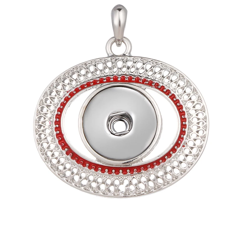 Wholesale Rhinestone Round Shape Charm Snap Pendant Necklace Fit DIY 18MM Snap Button Jewelry