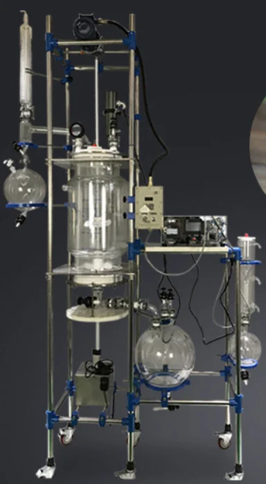 100L customized Jacketed glass ultrasonic crystallization reactor with heater and cooler and vacuum pump