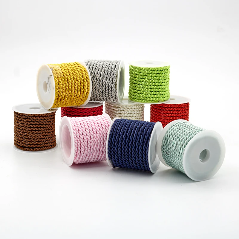 Factory wholesale gift box three-strand rope color clothing shopping gift bag portable rope polyester three-strand twisted rope