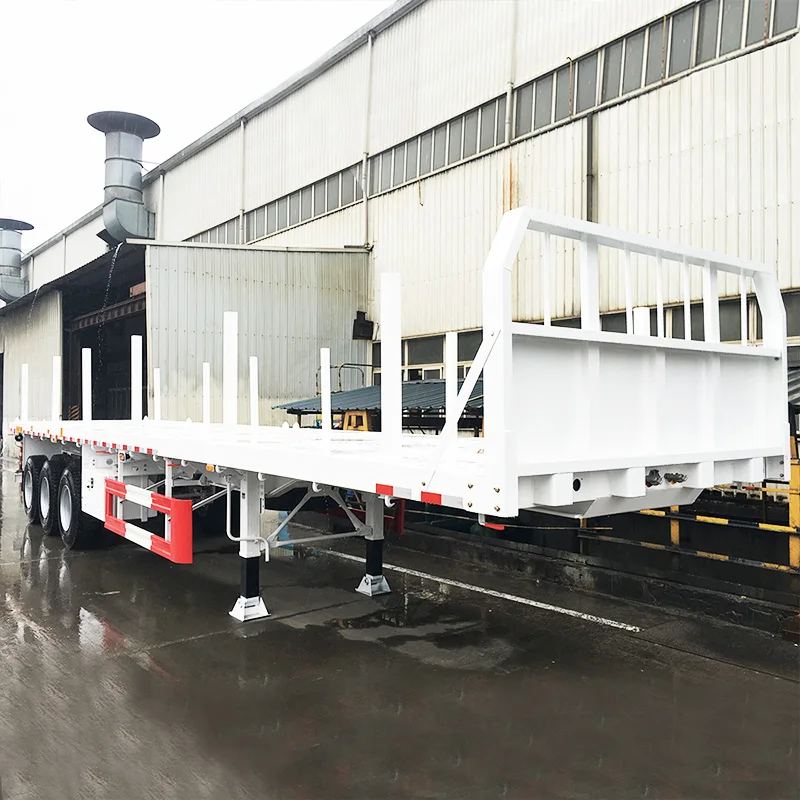 commercial truck trailers Triple axle 40ft 48ft 48 feet load capacity 60ton to 80 tons flatbed lumber truck trailer for sale