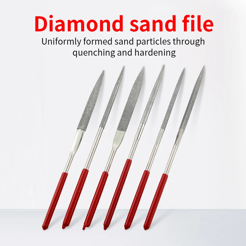 Diamond File Set DIY Mini Polishing Rotary Flat Tools Small Assorted Edge Trimming Half Gold Steel Filing Metal Alloy Carbide