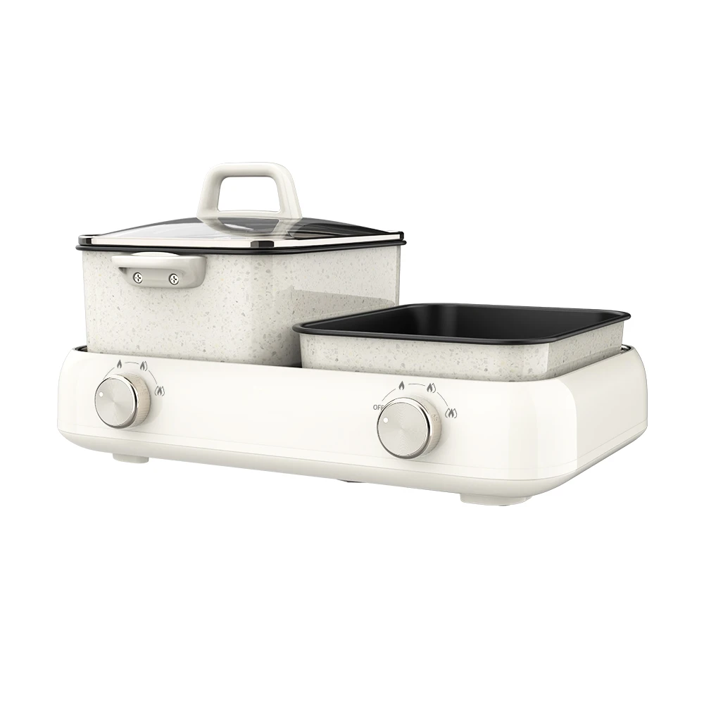 Multifunctional 2 in 1 Breakfast Maker Frying Steaming Pot Electric Hot Pot