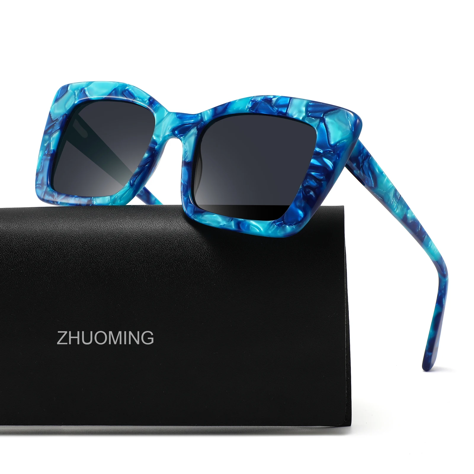 Wholesale Stock Shades Polarized Lens Sun Glasses Acetate UV400 Polarized Women Square Sunglasses 2023