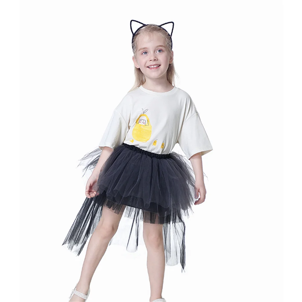 Spring Baby Girls Tutu Cake Skirts Elegant Ruffles Long Girls Elastic Waist Party Lace  Mid-Calf Tulle Skirt 2-8YsY