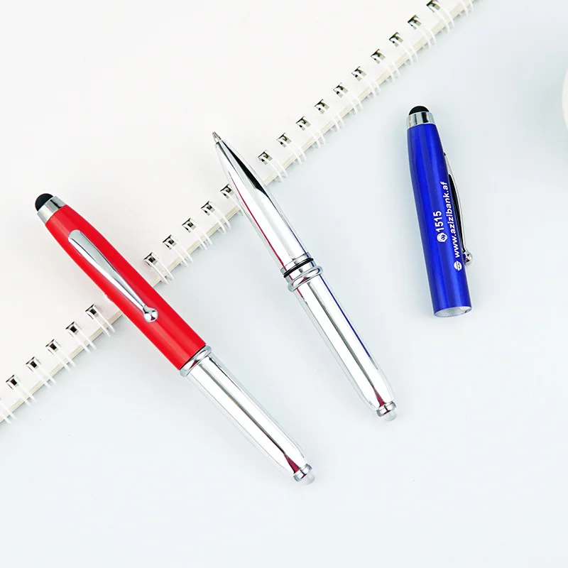 4 in 1 Led Light Screen Touch Stylus Pen, Multifunctional Twist Action Metal Barrel Ballpoint Pens