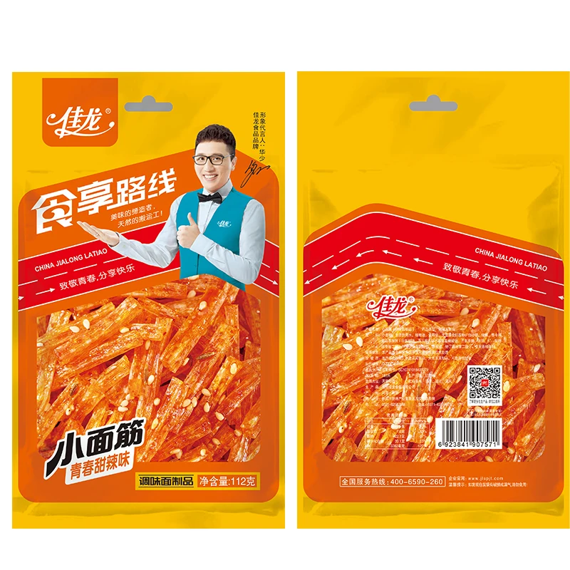 112g popular traditional asian snacks chinese food vegan snack hot strip with Sweet & spicy Flavor for adult