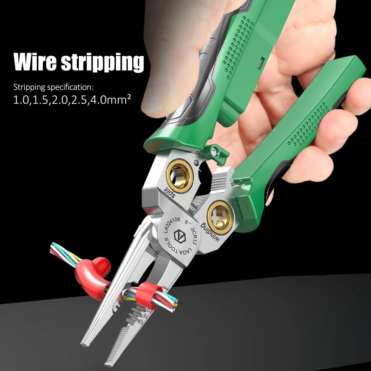 Wire Strippers with Electricity Measurement Function,8in1 Wire Stripping Pliers for Cutting and Pulling Wires, Cable Scissors