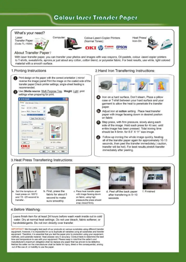 A3 Transfer+Paper Self Weeding Heat Press Transfers Paper Laser Light No Cut Transfer Paper