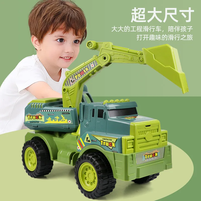 HY Toys Children Dinosaur Engineering Vehicle Transporter Boy Sliding Excavator Car Baby Beach Toy Night Market Wholesal