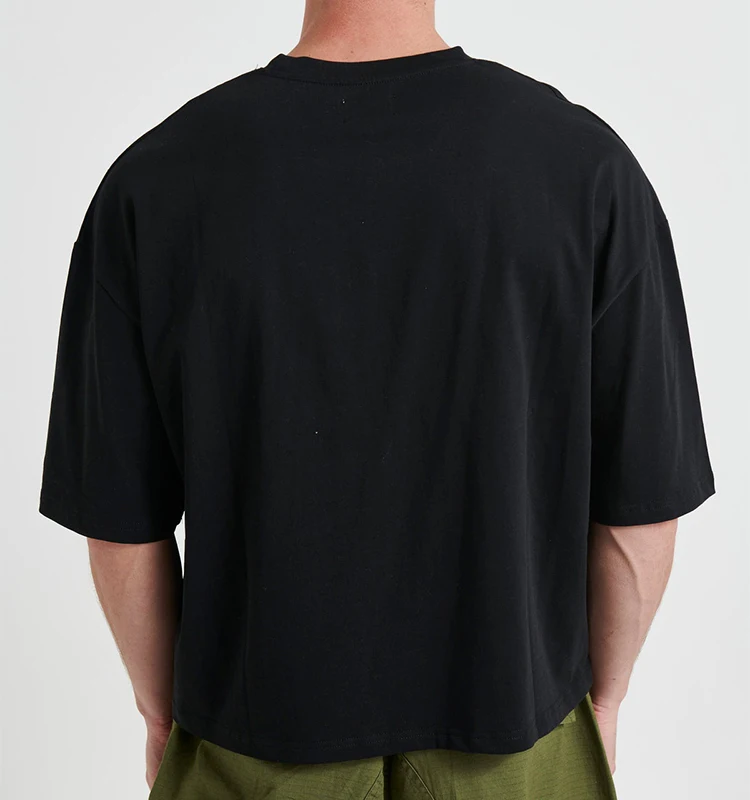 250 gsm T Shirt High-quality Pro Club Heavyweight T-shirt Custom Cotton Blanks Tee Screen Print Boxy Cropped T Shirt Men