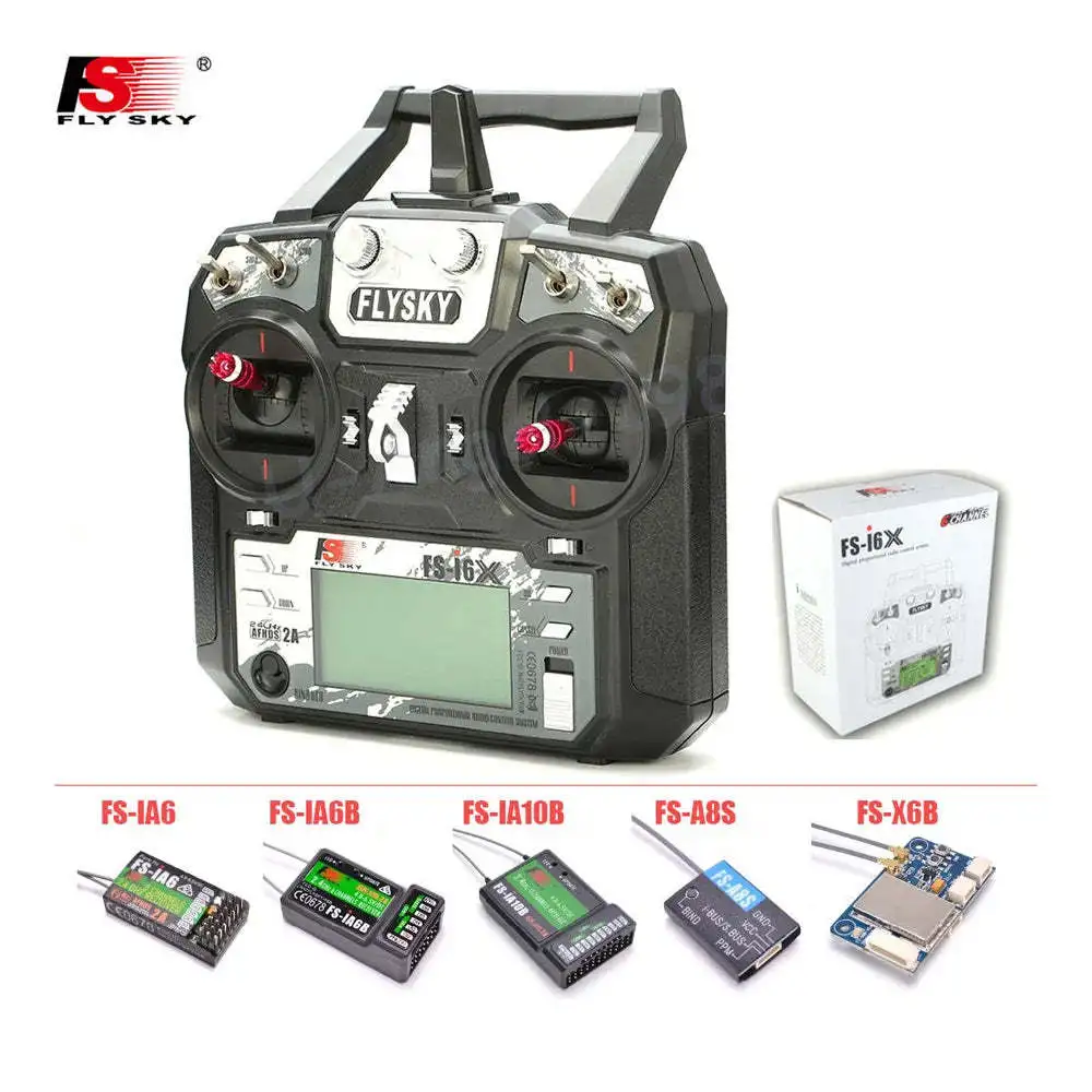 FLYSKY FS-i6X 10CH 2.4GHz AFHDS Toy Part 2A RC Transmitter With X6B/iA6B/A8S/iA10B/iA6 Receiver for RC FPV Racing Drone Airplane