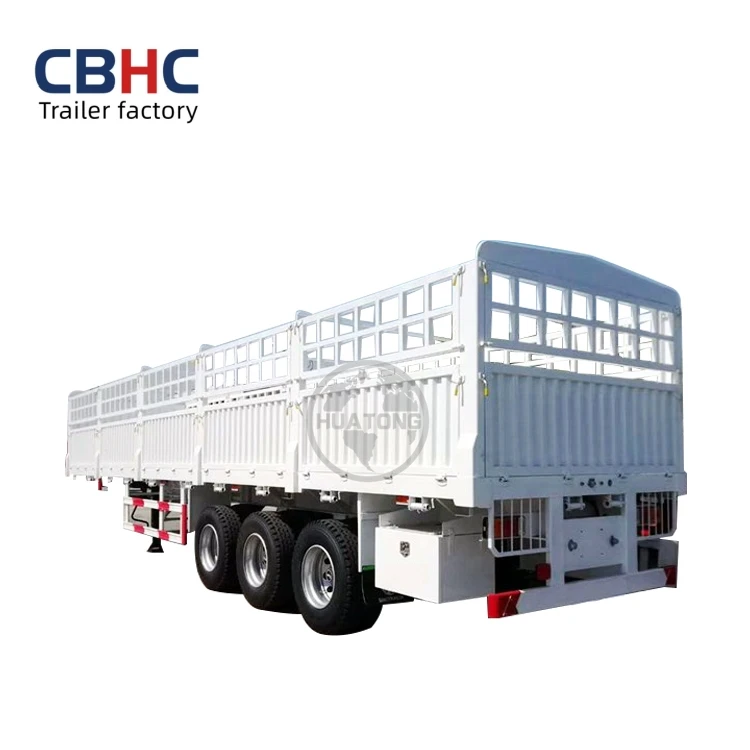New 3 4 axles high fence trailer for cattle livestock animals 50 tons fence Stake cargo semi trailer for sale