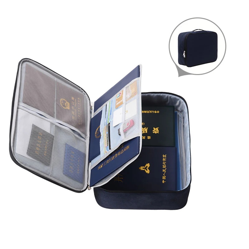 Double Layers Waterproof Travel Certificate File Pack Business Style Document Storage Bag