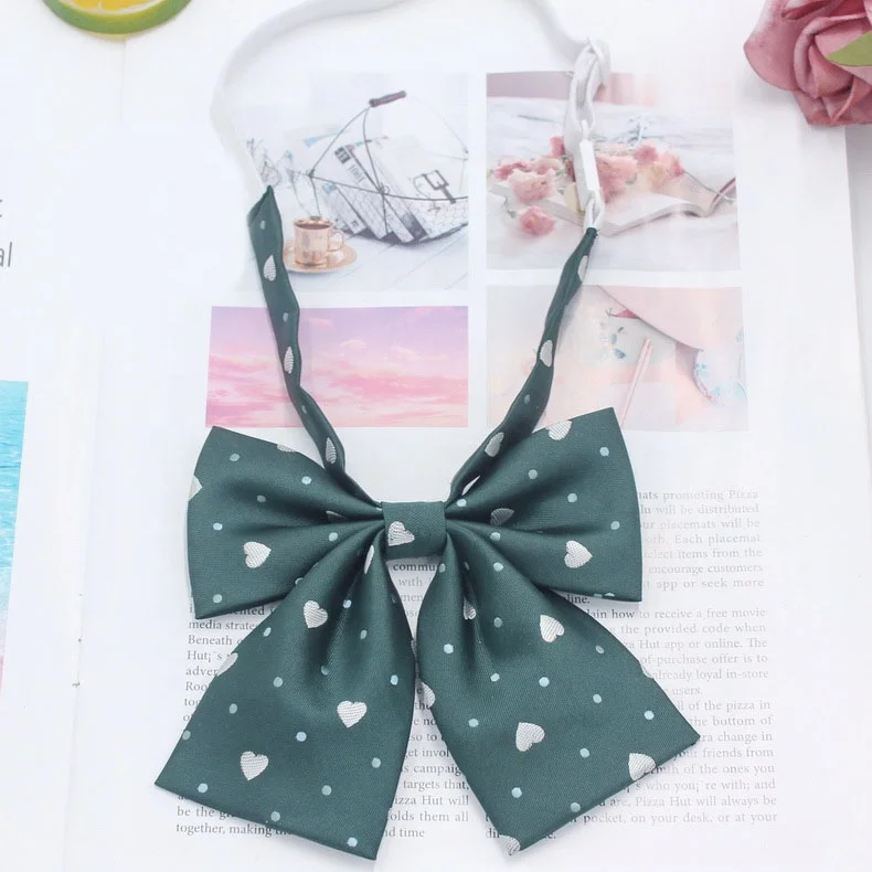 Genya Heart Dot Printing  JK Uniform Bow Tie Shirt Neckties Preppy Style Tie For Girls bow tie school uniform