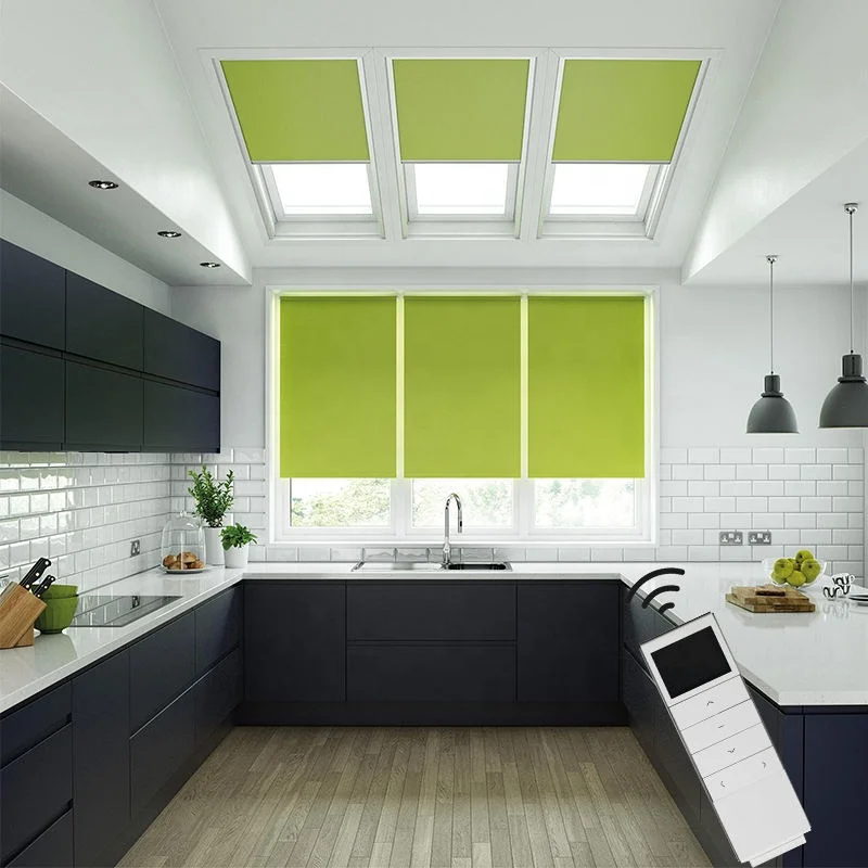 Electric 100% Blackout Roller Shade Window Blind with Thermal Insulated Roller Blind for Window UV Protection Fabric Blinds