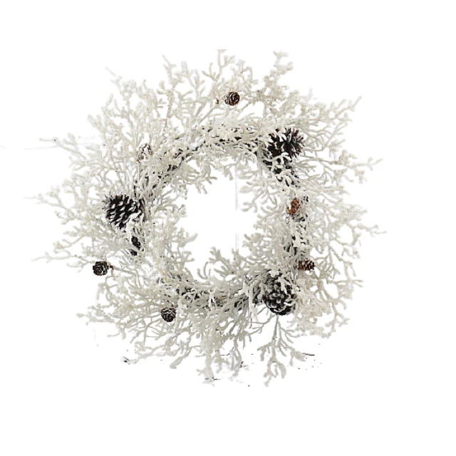 Manufacturer Snowy Christmas Wreath Christmas Wreath With White And Pine Cones Collocation Flocked Christmas Wreath