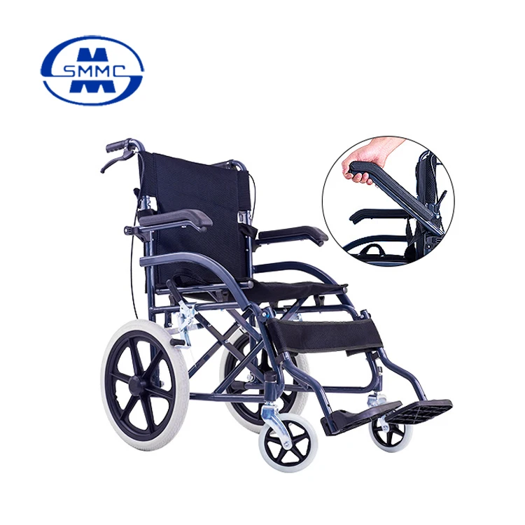 Flip-up armrest foldable back manual folding lightweight wheelchair for the disabled
