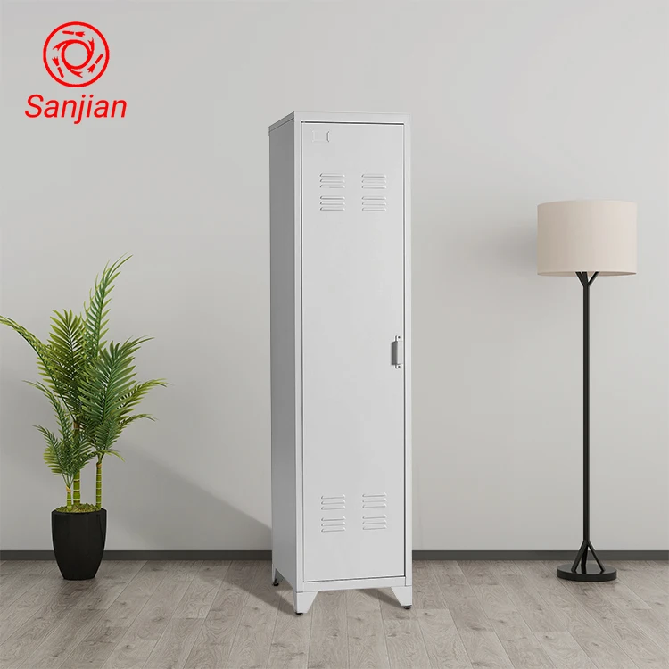 Factory Customized 1 door 4 Legs White Metal Material High Vertical Standing Waterproof  Storage Wardrobe and Locker