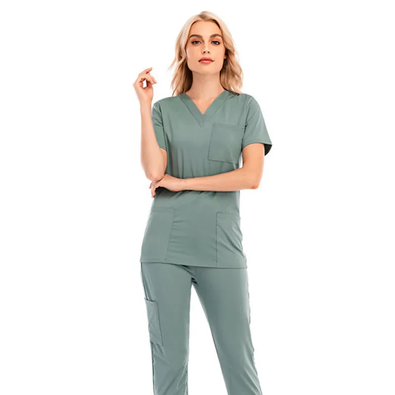 2024 white unisex customizable black polyester spandex hospital medical scrubs uniform nurse sets