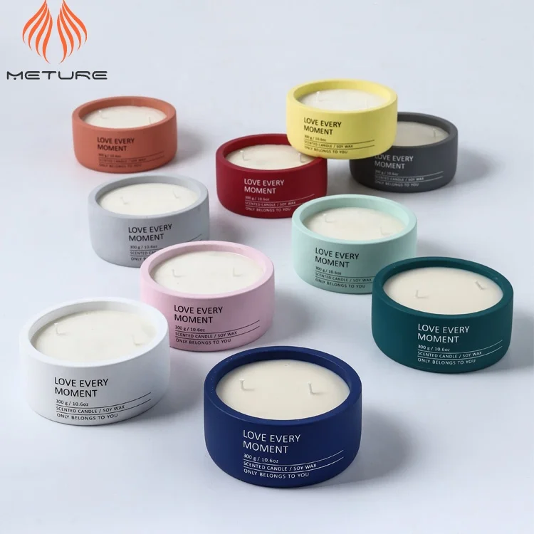 High quality water proof pink blue white cement candle jars brown concrete candle jar