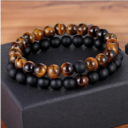 7 Style Couples Distance Bracelet Natural Stone Yoga Beaded for Men Women Friend Gift Charm Strand