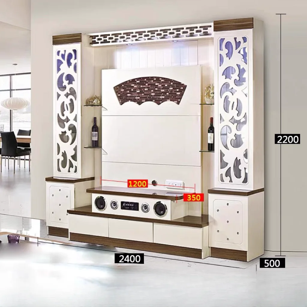 2024 Wall Mounted Marble Modern Furniture Console Living Room Floating Designs Solid Wood Cabinet Tv Stand