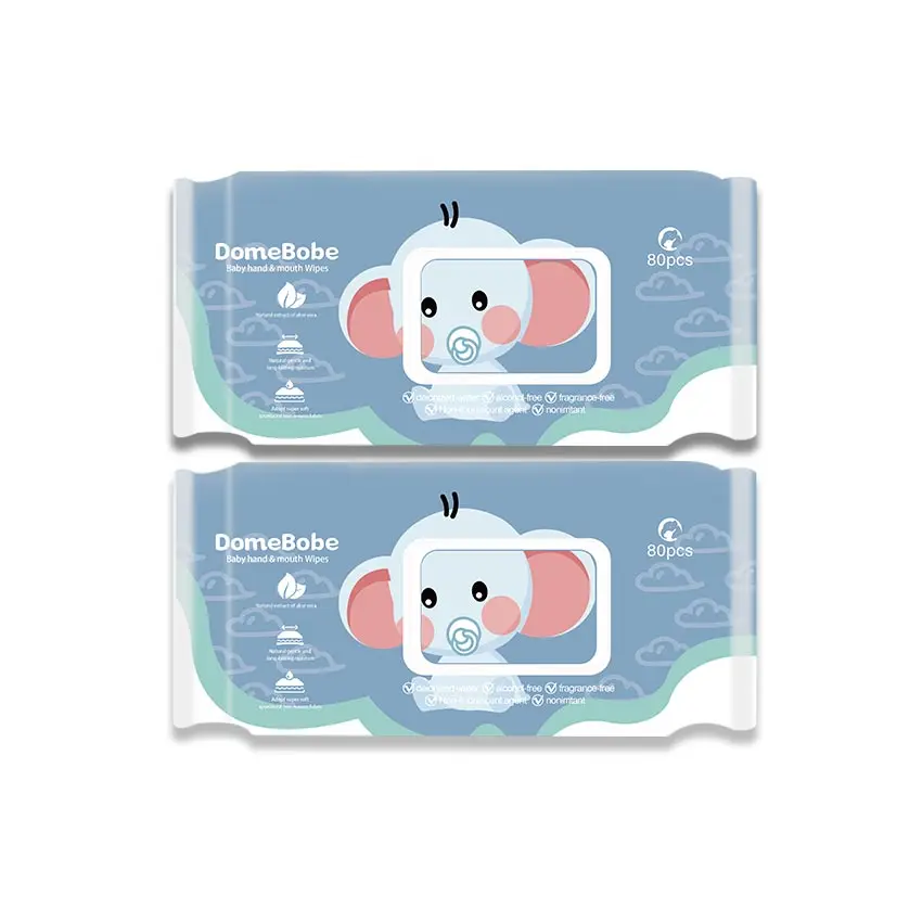 Domebobe Natural Unscented Infant Wet Wipes 80PCS RO Pure Water Thickened Baby Wipes for Hand & Mouth Use