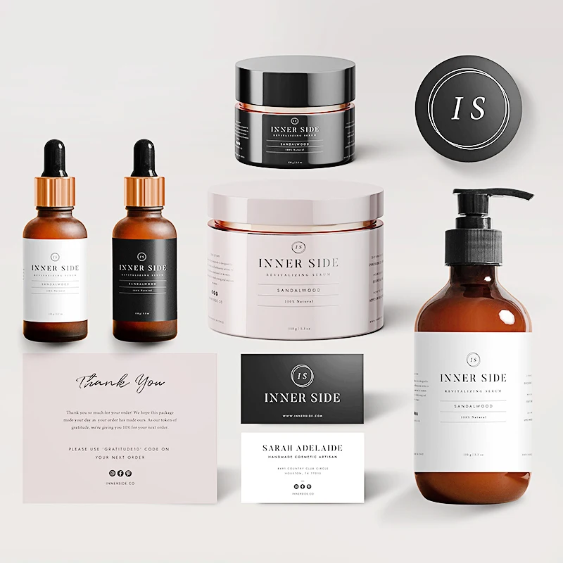 Custom Printed Cosmetic Glassy Plastic Jar Bottle Makeup Product Packaging Adhesive Paper Logo Label Sticker