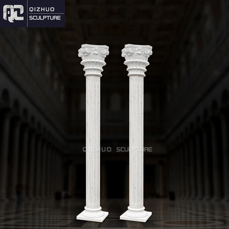 Outdoor Villa Building Decor Hand Carved Roman Pillars Column White Marble Stone Column