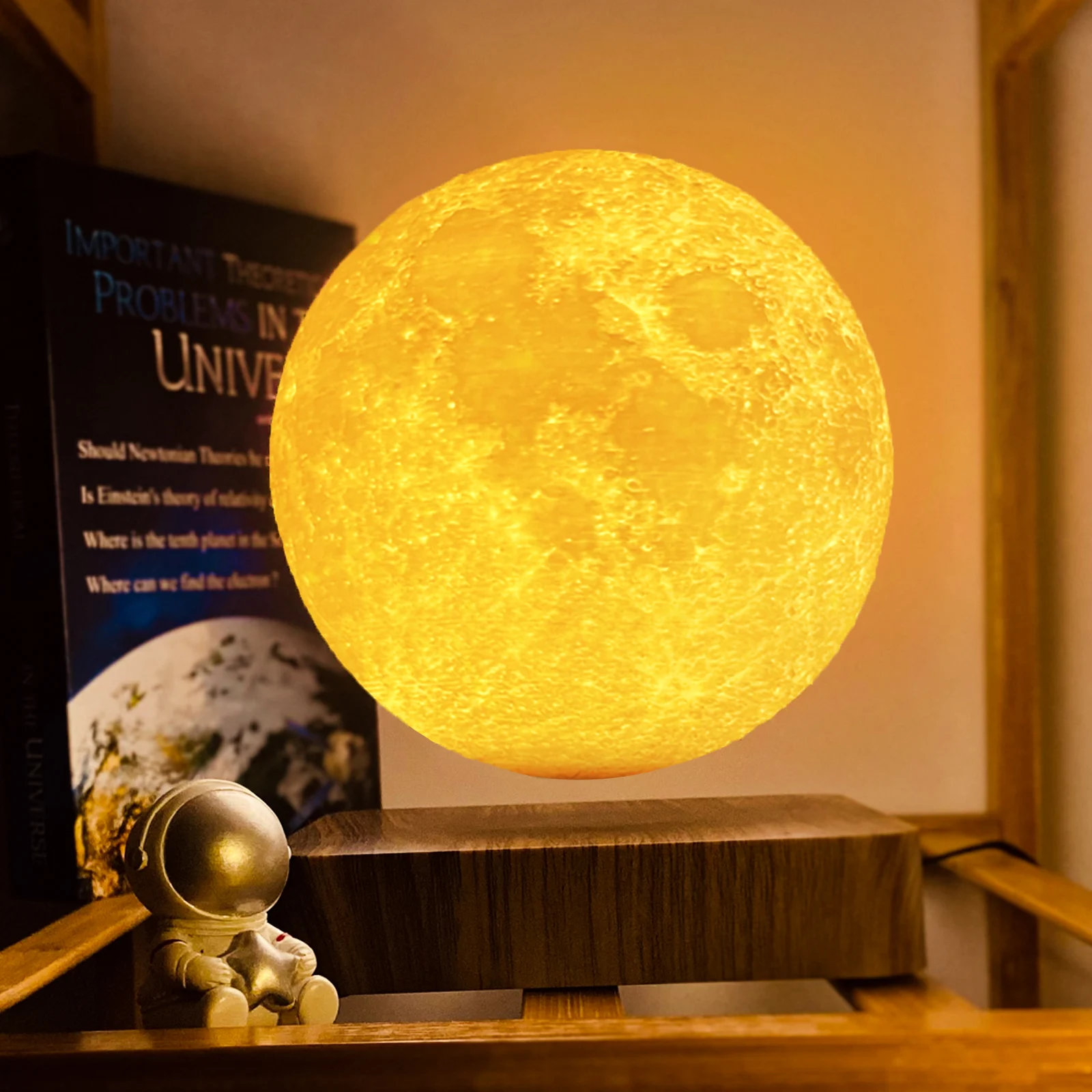 Desk Decor Lamp 3D Magnetic Levitating Light Moon Globes Lamp Levitation Floating Globe Lamp for Bedroom